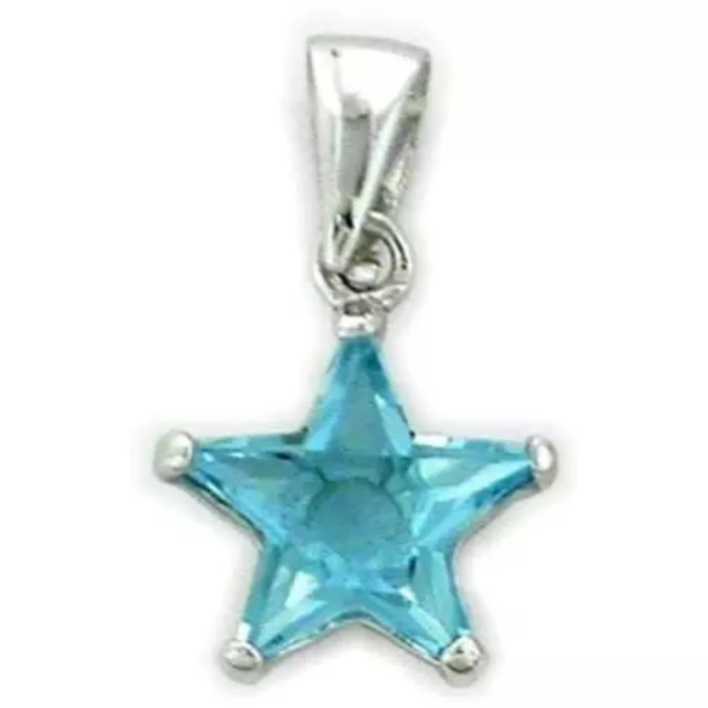 925sterlingsilver star pendant Aqua cubic zirconia